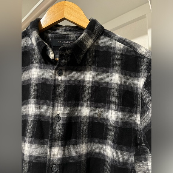 ALLSAINTS Windham Slim Fit Plaid Long Sleeve Shirt Sz S - Picture 4 of 9